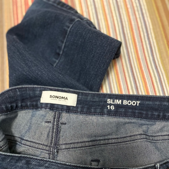 🔥 5/$25 Sonoma Slim Boot Cut Dark Denim Blue Jeans Women’s Plus Size 16 - Picture 3 of 7